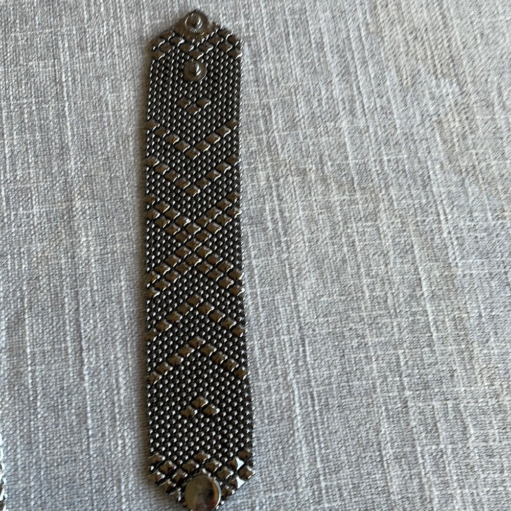 Liquid Metal Silver Tone Mesh Cuff Bracelet